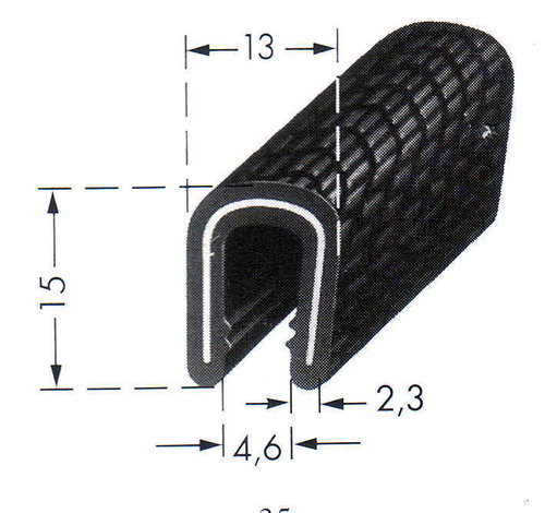Kantenschutz PVC schwarz, 6-8 mm DFA-0063H, Meterware